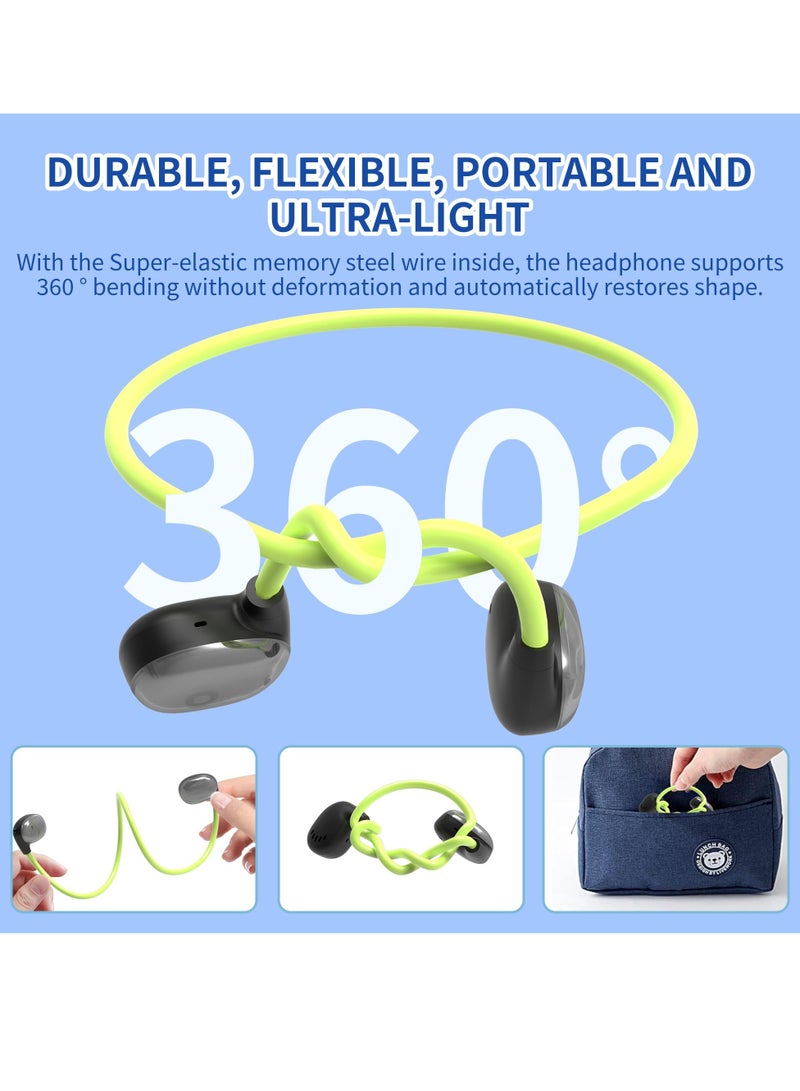 Excefore Open-Ear Headphones, Kids Headphones, Open Ear Bluetooth Headphones with MIC, Portable and Safer for Kids, Touch Control Headset for School/Work/Computer/Phone (Green) - Image 5