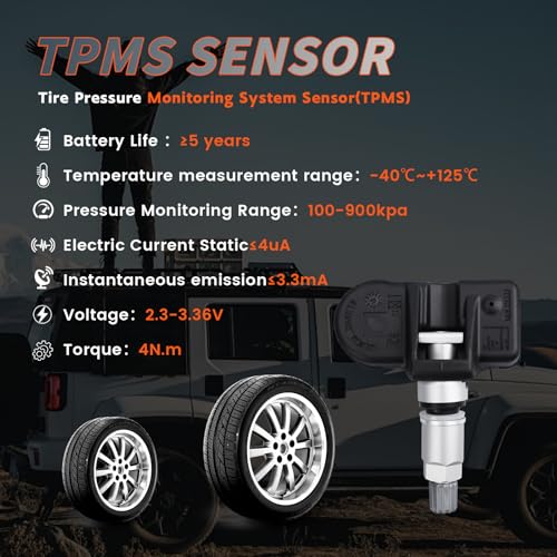 ATURMC Set of 4 TPMS 433MHz Tire Pressure Monitoring Sensor Compatible with Jeep Chrysler Dodge Alfa Romeo Aston Martin Smart Replace# A0009050030 A0009057200 A0009054100 - Image 2
