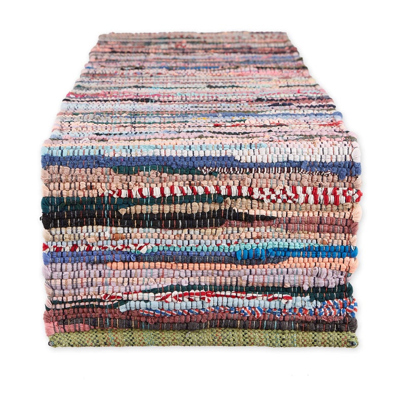 DII Handmade Chindi Tabletop, Reversible and Machine Washable, Table Runner, 14x72, Multicolor - Image 1