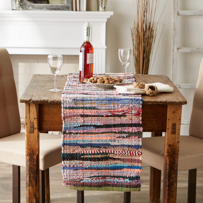 DII Handmade Chindi Tabletop, Reversible and Machine Washable, Table Runner, 14x72, Multicolor - Image 4