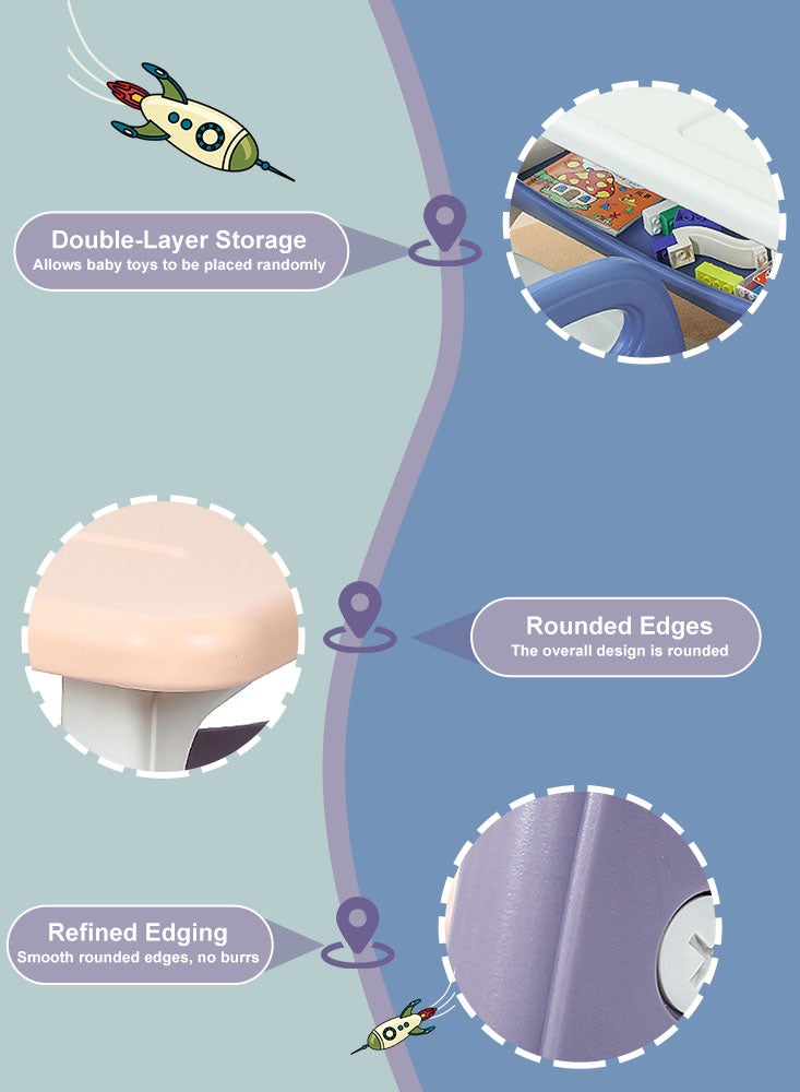 Perfii Kids Table and Chairs Set with Built-in Storage Montessori Design for Toddlers, Ideal for Drawing, Dining, Playing, Easy to Clean and Durable - Image 3