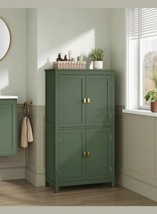 Generic Freestanding Bathroom Floor Storage Cabinet With 4 Doors Green  - Image 2