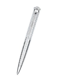 VERSACE Ballpoint Pen - Stainless Steel Barrel with Geometric Pattern and Medusa Top  - Image 1
