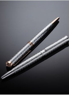 VERSACE Ballpoint Pen - Stainless Steel Barrel with Geometric Pattern and Medusa Top  - Image 5
