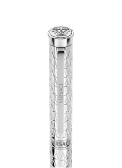 VERSACE Ballpoint Pen - Stainless Steel Barrel with Geometric Pattern and Medusa Top  - Image 3