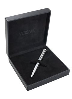 VERSACE Ballpoint Pen - Stainless Steel Barrel with Geometric Pattern and Medusa Top  - Image 4