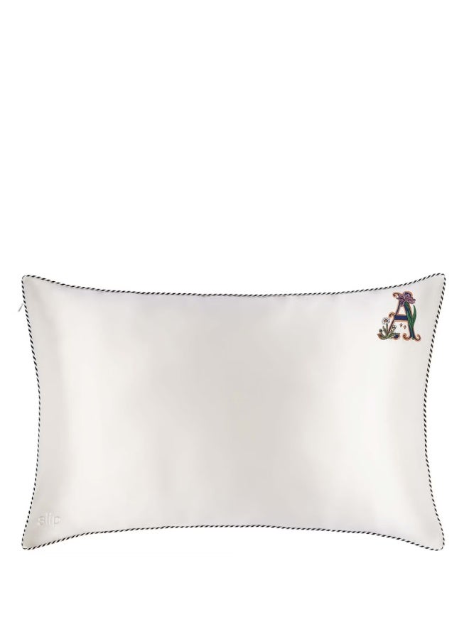 Slip Pure Silk Initial Collection Queen Pillowcase - White | A - Image 2