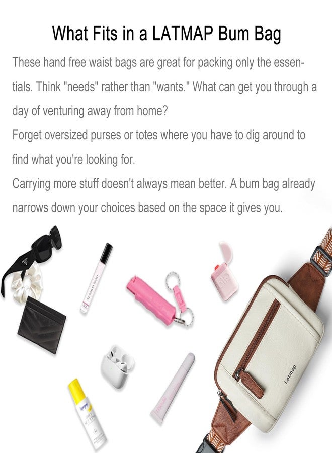 LATMAP 3L TRIPLE ZIP Fanny Packs Belt Bag For Women Men Crossbody Waist Pack Sling Chest Bum Travel Bag Purse Faux Leather Fashion Cute Tan - Image 4