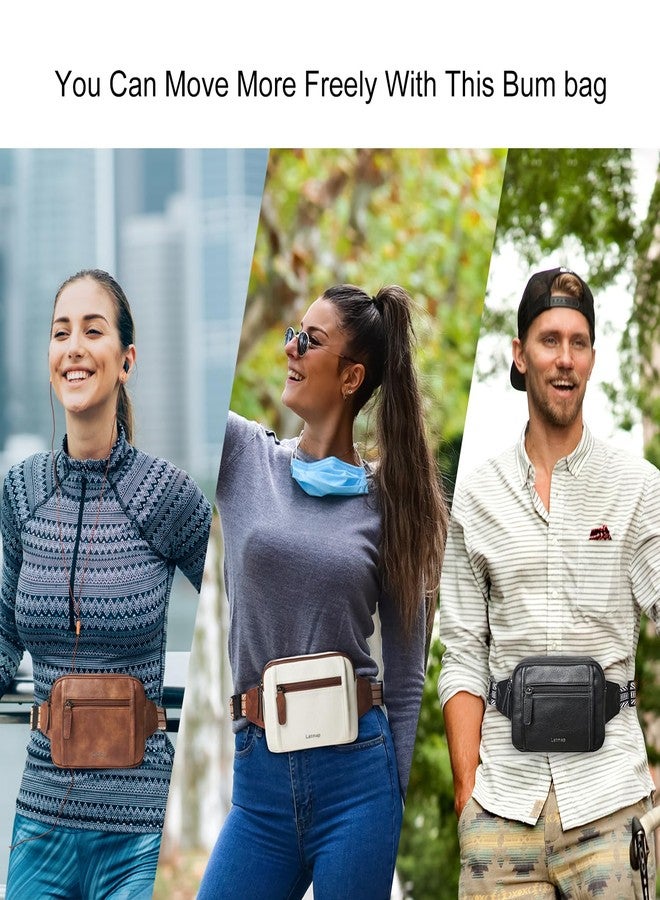 LATMAP 3L TRIPLE ZIP Fanny Packs Belt Bag For Women Men Crossbody Waist Pack Sling Chest Bum Travel Bag Purse Faux Leather Fashion Cute Tan - Image 3