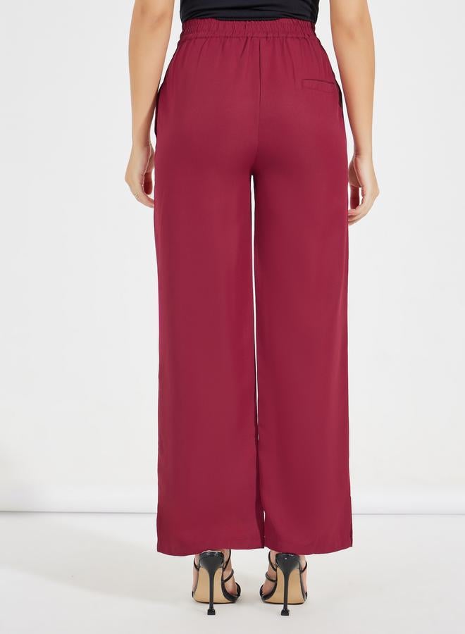 Semi Tailored Wide Leg Pants with Side Slit