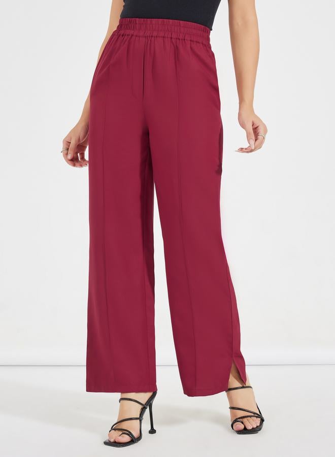 Semi Tailored Wide Leg Pants with Side Slit