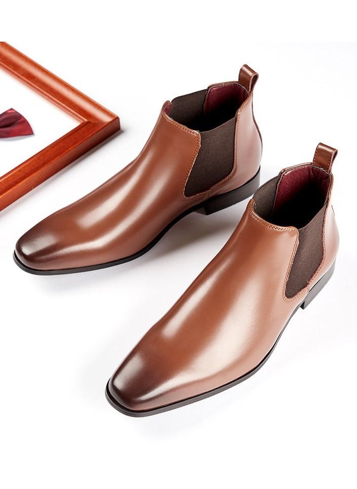 Loquat Men Men's Leather Short Boots Brown 