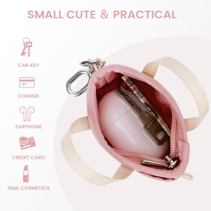 ANKICK Coin Purse Mini Tote Bag Keychain Small Change Purse Key Pouch Charm Pink Cute Makeup Bag Wallets Accessories for Handbags - Image 5