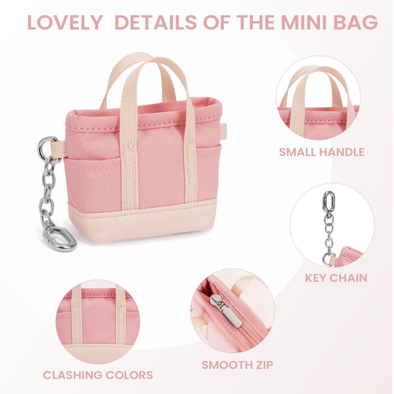 ANKICK Coin Purse Mini Tote Bag Keychain Small Change Purse Key Pouch Charm Pink Cute Makeup Bag Wallets Accessories for Handbags - Image 4