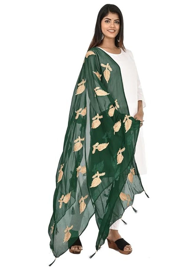 YOUTHQUAKE Women's Chiffon Embroidered Dupatta - Image 4