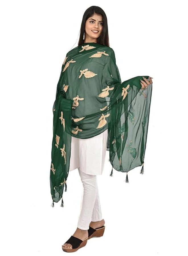 YOUTHQUAKE Women's Chiffon Embroidered Dupatta - Image 3