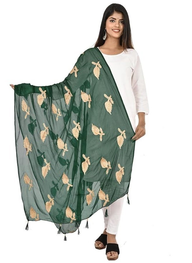 YOUTHQUAKE Women's Chiffon Embroidered Dupatta - Image 1