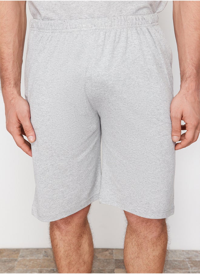 trendyol Gray Regular Fit Crew Neck Knitted Shorts Pajamas Set TMNSS24PT00046  - Image 5