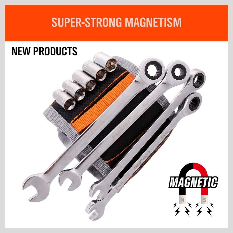 HORUSDY Magnetic Wristband, Gifts for Dad, with Strong Magnets for Holding Screws, Nails, Drilling Bits, Tool Gift for Men - Image 3