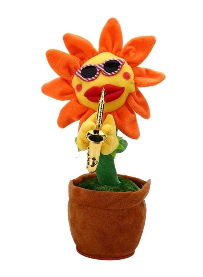 NIBEMINENT Enchanting Dancing Playing Saxophone Sunflower Funny Music Plush Toy - Image 1