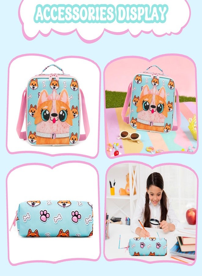 Meetbelify Backpacks for Girls School Backpacks with Lunch Box Pencil Case for Elementary Students Ages 8-10, 3d Pink Dog - Image 5