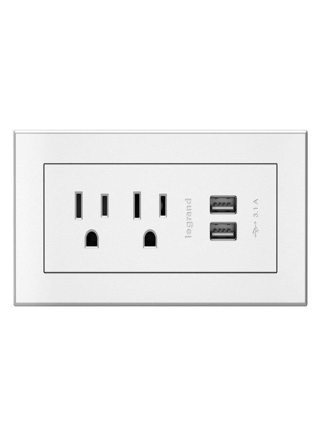 WIREMOLD Legrand Wiremold RDZWH10 radiant Furniture Power Center with USB, Recessed Power Strip, 2 Outlets, Type A USB, 10 Foot Cord, White - Image 1