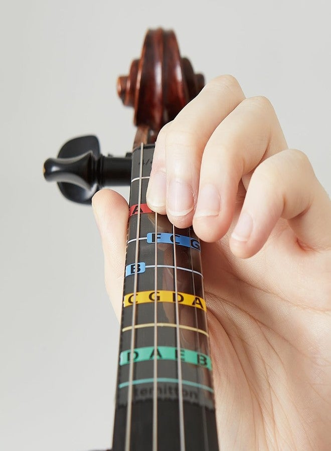 temitton™ Violin 1st Position Finger Guide 4/4 size for Adult/Kids Beginner, Non-Adhesive Static Cling Fretboard and Fingerboard Stickers, Notes practice tape (4/4 Type_B Note Names) - Image 3