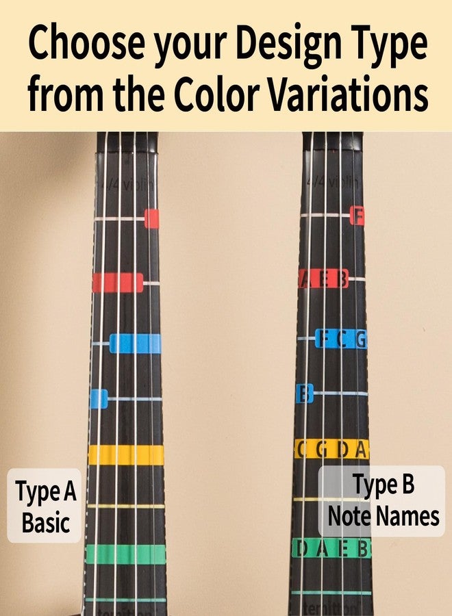 temitton™ Violin 1st Position Finger Guide 4/4 size for Adult/Kids Beginner, Non-Adhesive Static Cling Fretboard and Fingerboard Stickers, Notes practice tape (4/4 Type_B Note Names) - Image 4