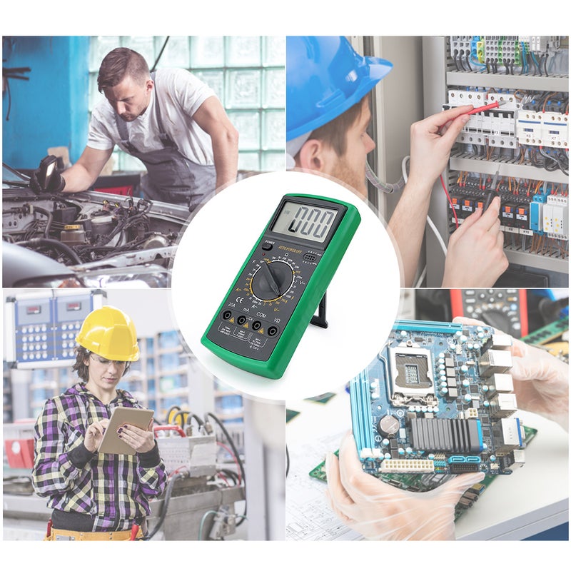 LCD Digital Multimeter 1999 Counts Electrical Tester Voltmeter Ammeter Overload Protection Multifunction AC DC Voltage Current Capacitance Resistance hFE Continuity Diode Testing (9V 6F22 Battery) - Image 2