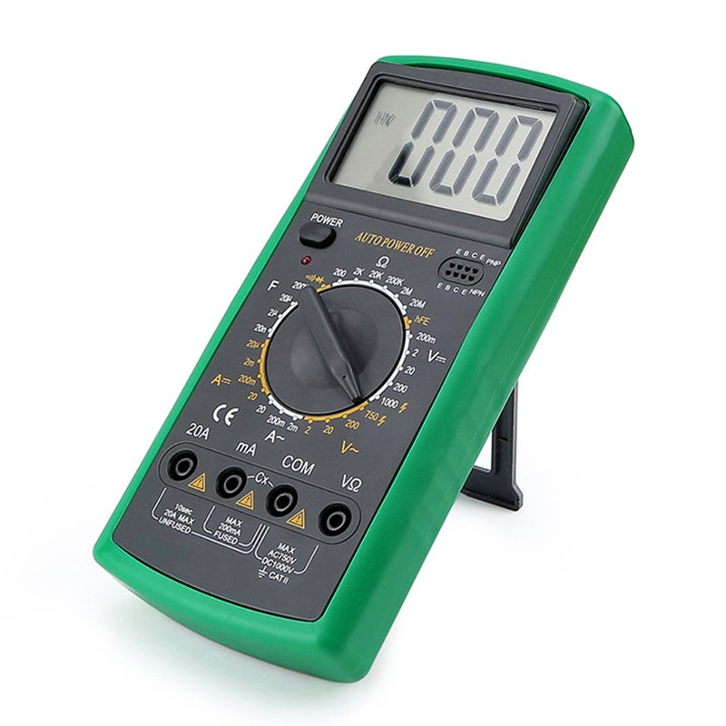 LCD Digital Multimeter 1999 Counts Electrical Tester Voltmeter Ammeter Overload Protection Multifunction AC DC Voltage Current Capacitance Resistance hFE Continuity Diode Testing (9V 6F22 Battery) - Image 1
