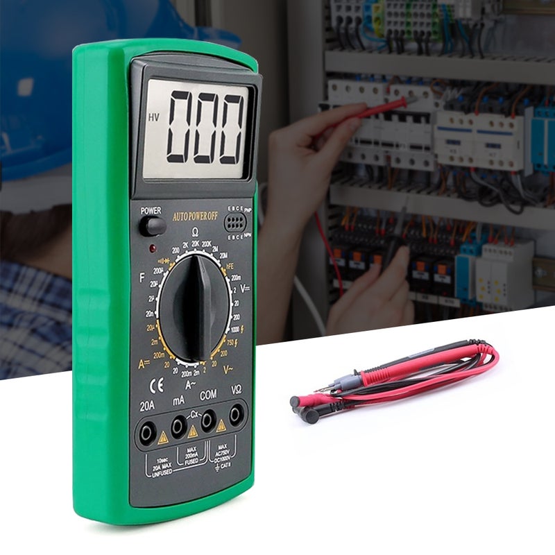 LCD Digital Multimeter 1999 Counts Electrical Tester Voltmeter Ammeter Overload Protection Multifunction AC DC Voltage Current Capacitance Resistance hFE Continuity Diode Testing (9V 6F22 Battery) - Image 4