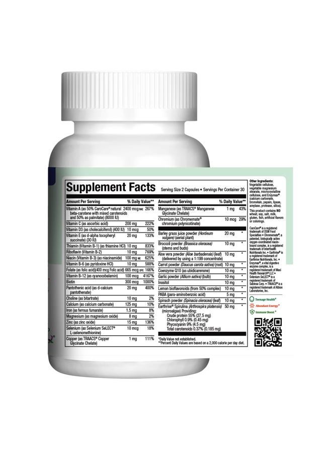 Maxi Health Teen Multivitamin for Girls 12-17 years, Natural Vitamins and Minerals Enhances Development and Immune Health, Best Kosher Supplement for Teenagers, 60 Count - Image 2