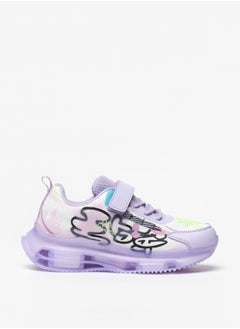 Girls' Printed Sports Shoes with Hook and Loop Closure