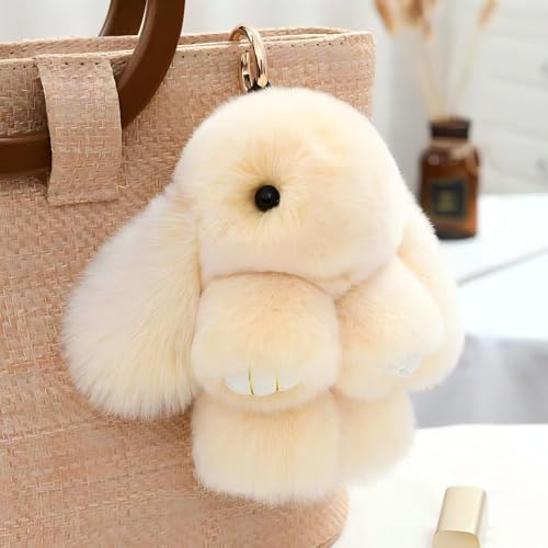 Bandfol Fluffy Bunny Keychain Plush Lulu Bunny Keychain for Women, Soft Rabbit Cute Bag Charms for Easter Birthday Gift - Image 5