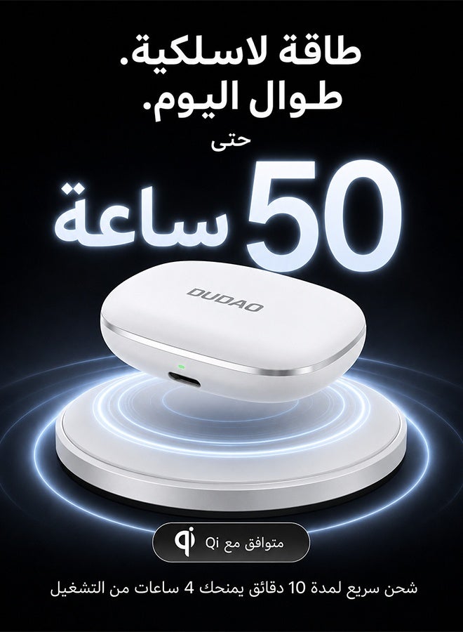 دوداو سماعات DUDAO U17Z أذن مفتوحة بخطاف أذن رياضي فوق الأذن لاسلكي بلوتوث 5.3 خفيفة الوزن تشغيل حتى 50 ساعة للجري والتمارين الرياضية راحة طويلة بدون إدخال داخل الأذن أبيض - Image 2