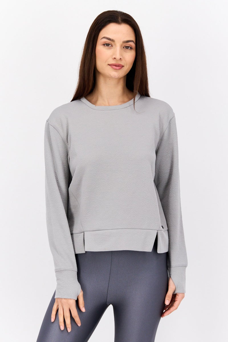 NINE WEST Women Sportswear Fit Long Sleeve Training Top, Grey - Image 1