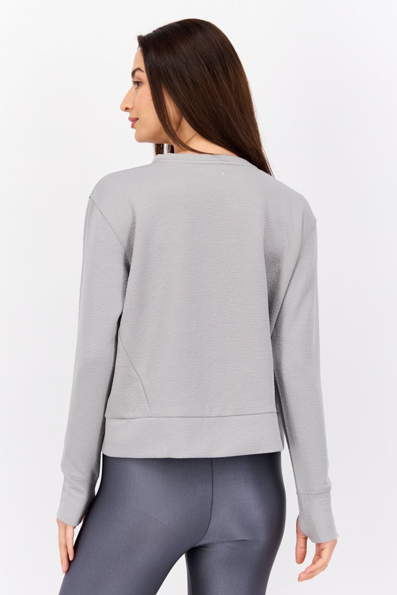 NINE WEST Women Sportswear Fit Long Sleeve Training Top, Grey - Image 2