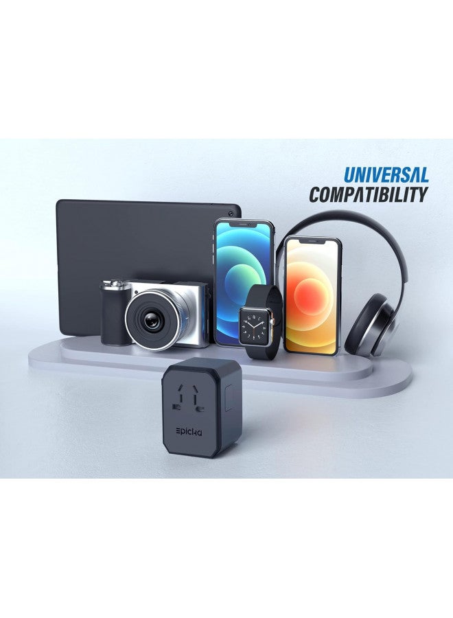 EPICKA Universal Travel Adapter One International Wall Charger AC Plug Adaptor with 5.6A Smart Power and 3.0A USB Type-C for USA EU UK AUS (TA-105, Space Gray) - Image 4