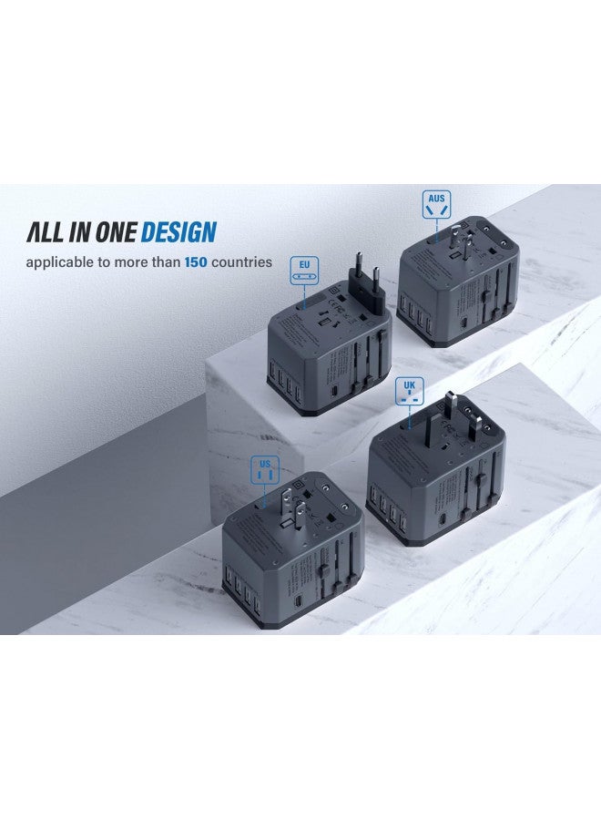 EPICKA Universal Travel Adapter One International Wall Charger AC Plug Adaptor with 5.6A Smart Power and 3.0A USB Type-C for USA EU UK AUS (TA-105, Space Gray) - Image 3