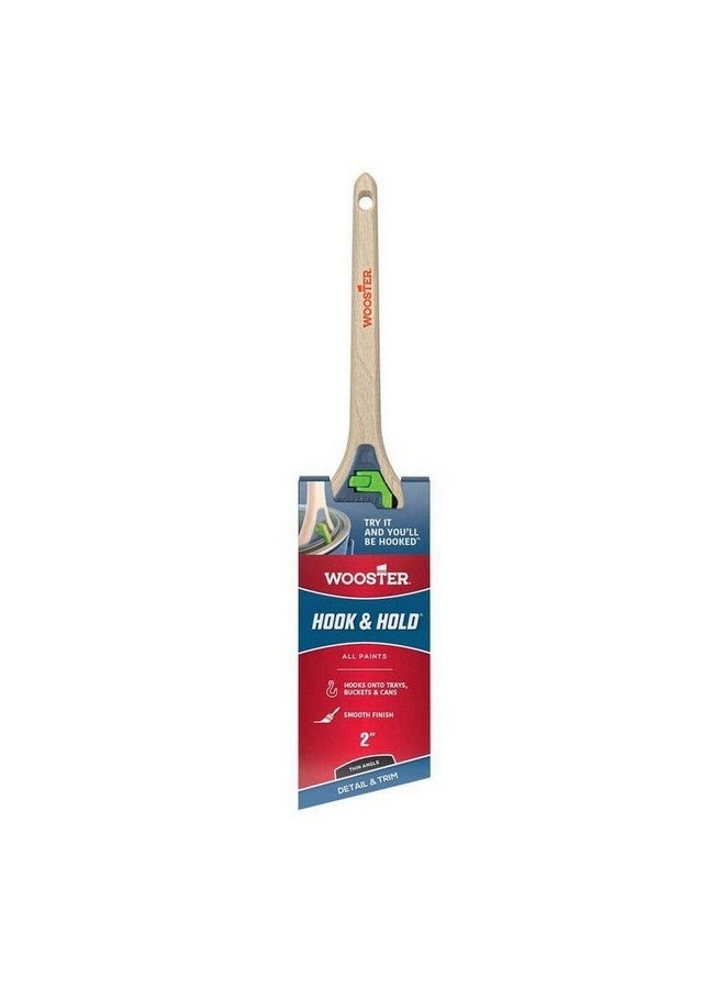 Wooster Hook and Hold Smooth Finish Thin Angle Paint Brush Beige and Silver 2 Inch 0053000020 - Image 1