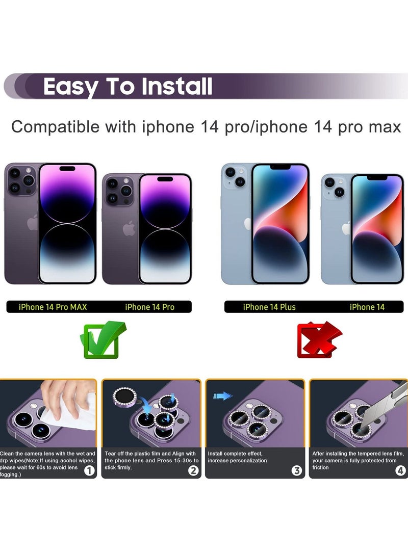 KASTWAVE Camera Lens Protector for iPhone 14 Pro / 14 Pro Max, 9H Tempered Glass Camera Cover Screen Protector - Image 2