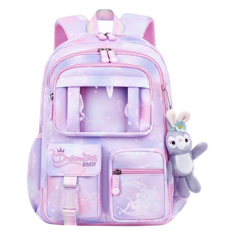 Schoolbag Girls Primary School Students Grade One, Two, Three and Six Backpack Bag Girls Lightweight Childrens Backpack Bag Purple