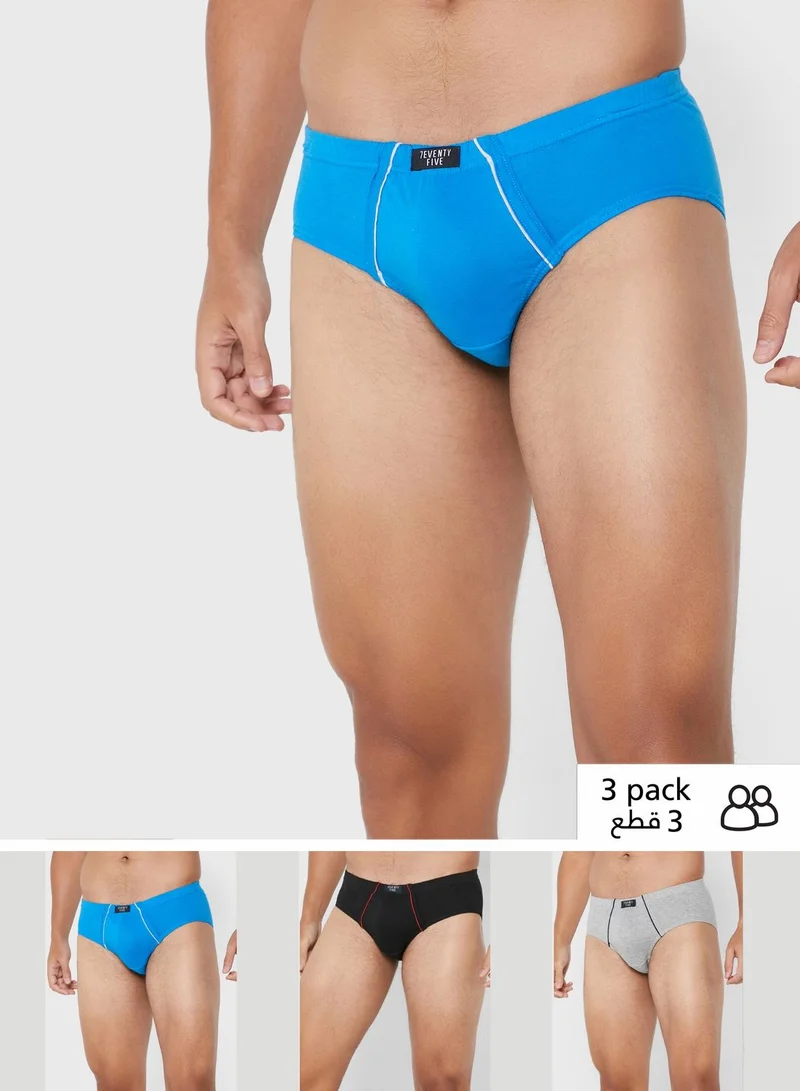 Seventy Five 3 Pack  Tab On Waist French Briefs With Antibacterial Finish