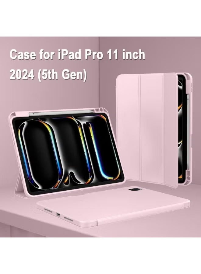 أكاليكس حافظة ايباد برو 11 بوصة (2024 ، ام 4 5 جنرال) مع حامل قلم رصاص-غطاء واقي ذكي نحيف مع خاصية النوم/الاستيقاظ التلقائي ، معرف اللمس ودعم قلم يو اس بي سي ، حامل ثلاثي الطي مغناطيسي-وردي - Image 2