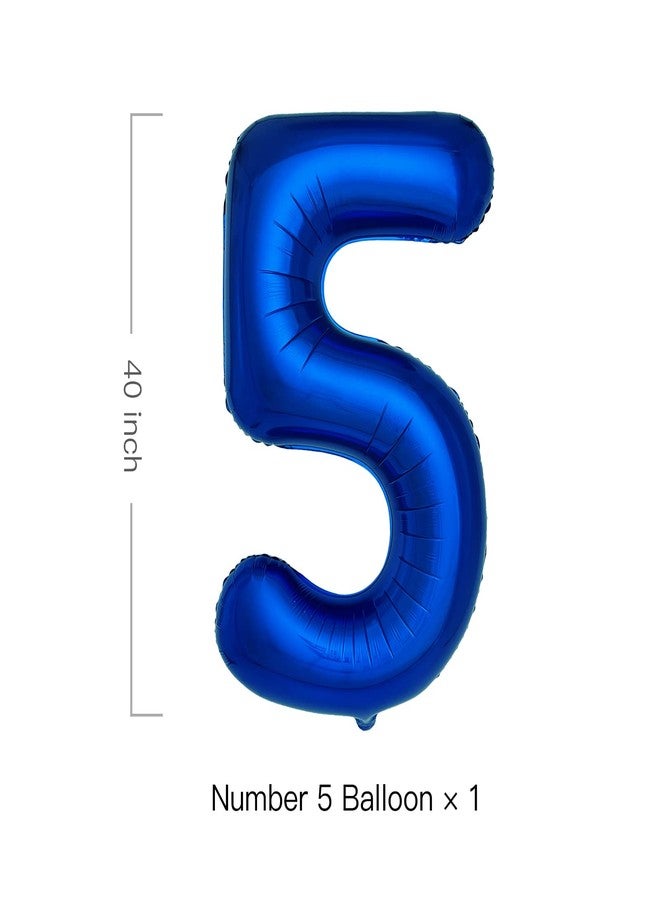 بالونات رقم 5 باللون الأزرق الداكن، مقاس 40 بوصة، بالونات هيليوم فويل كبيرة باللون الأزرق الداكن لحفلات أعياد الميلاد، وتزيين حفلات التخرج، واحتفالات الذكرى السنوية (رقم 5) - Image 3