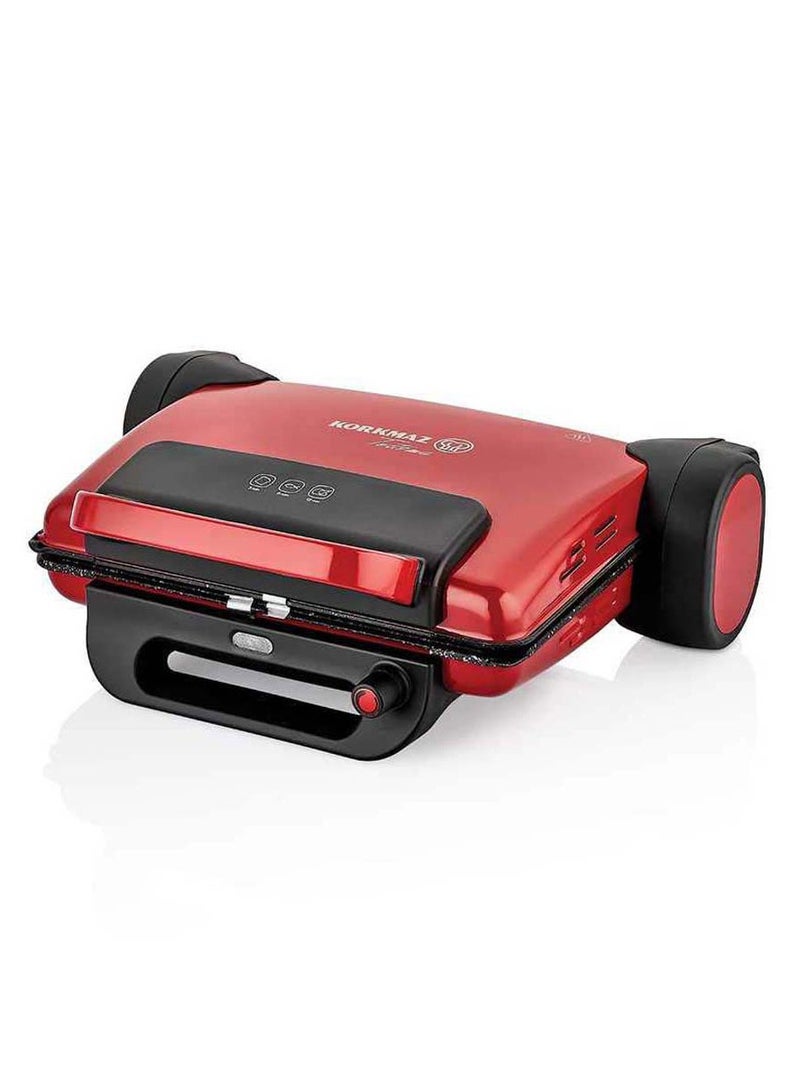 Korkmaz Korkmaz Tostema Midi Toaster – Red – Compact & Stylish Sandwich Toaster for Everyday Use – High-Quality Performance & Durability 