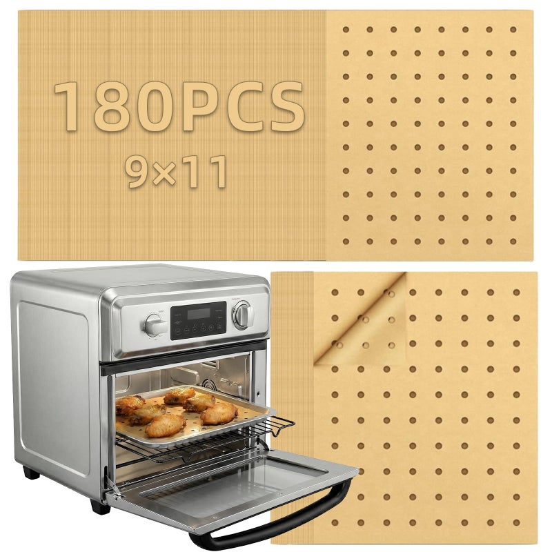 MEIYA Air Fryer Liners Disposable, 180Pcs Parchment Paper Sheets for Air Fryer, Oven, Toasters, 9x11 Inch rectangle Non-Stick Air Fryer Liner, Unbleached Oven Liners for Bottom of Oven - Image 1