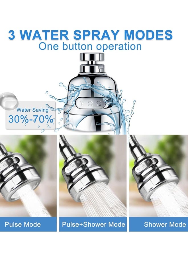 Faucet Sprayer Head, 360 Rotatable Faucet Extender, 3 Modes, Anti-Splash, Water Saving Tap Aerator - Image 3