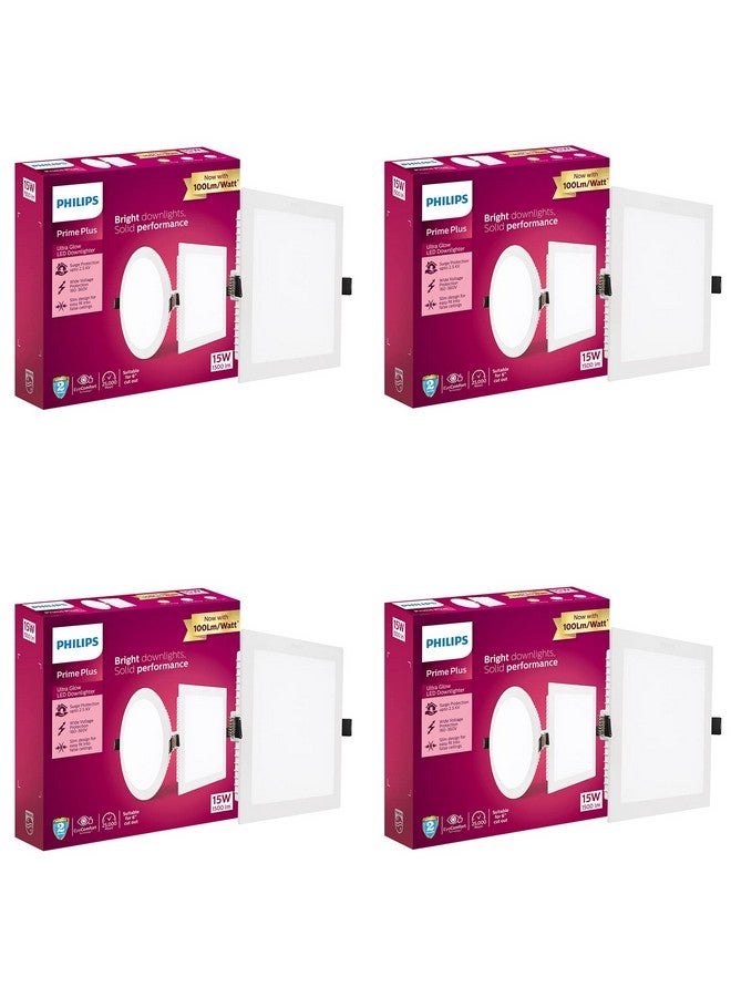 PHILIPS 15W Square AP Plus UltraGlow LED DL Recessed LED Panel Ceiling Light (Pack of 4, Cool Day Light) (929002629401-Pk4) - Image 1