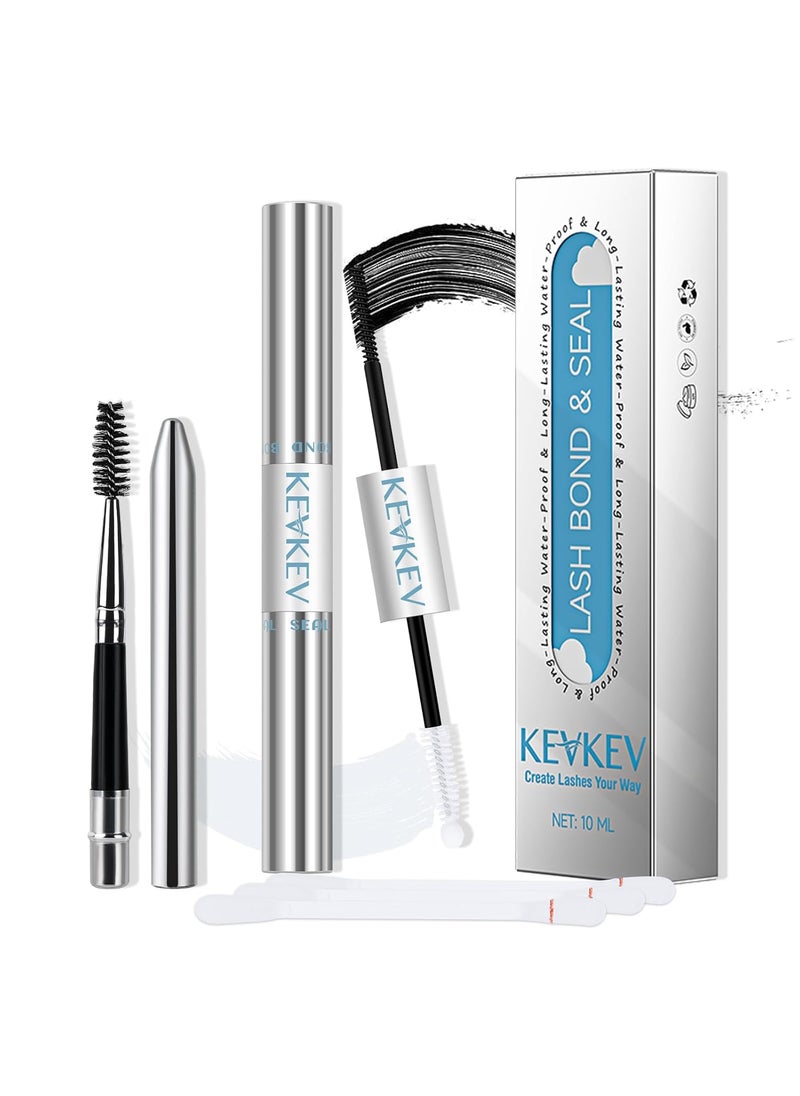 KevKev KevKev Lash Bond and Seal Lash Glue Waterproof Eyelash Glue with Lash Brush Eyelash Remover Cotton Swabs Eyelash Bond and Seal Lash Cluster Glue Strong Hold 72H Long Lasting(10Ml, Black Bond and Seal) 